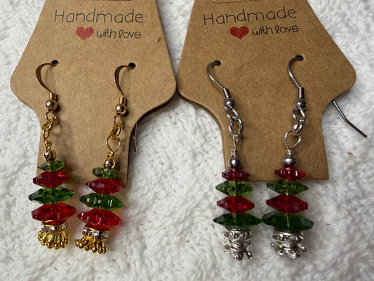 Winter Collection 2025: Winter Tree Holiday Earrings (Classic Red & Green)