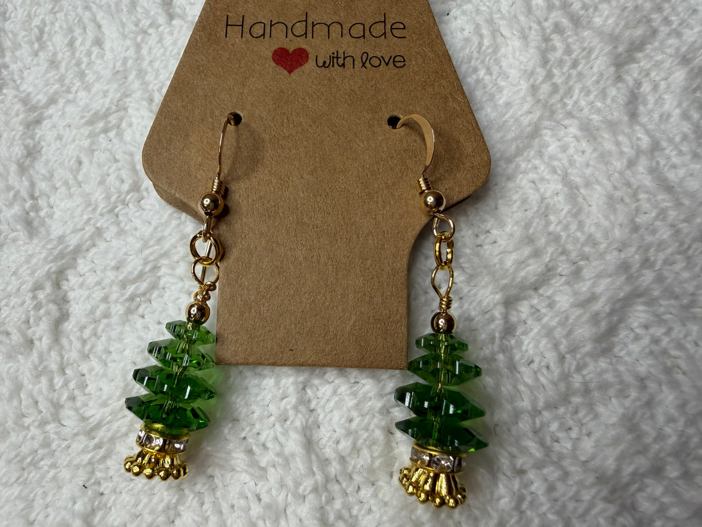 Winter Collection 2025: Winter Tree Holiday Earrings (Green & Gold)