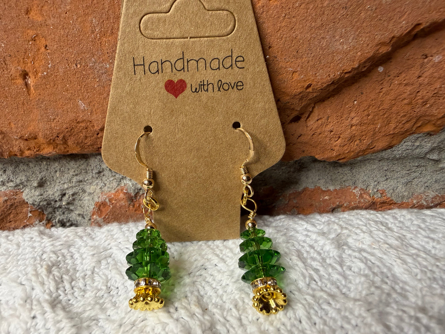 Winter Collection 2025: Winter Tree Holiday Earrings (Green & Gold)